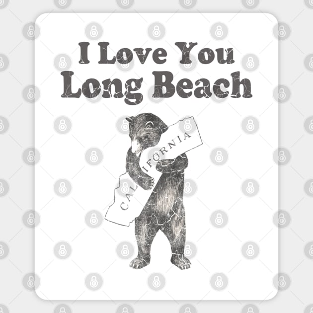 Vintage I Love You Long Beach California Bear Magnet by E